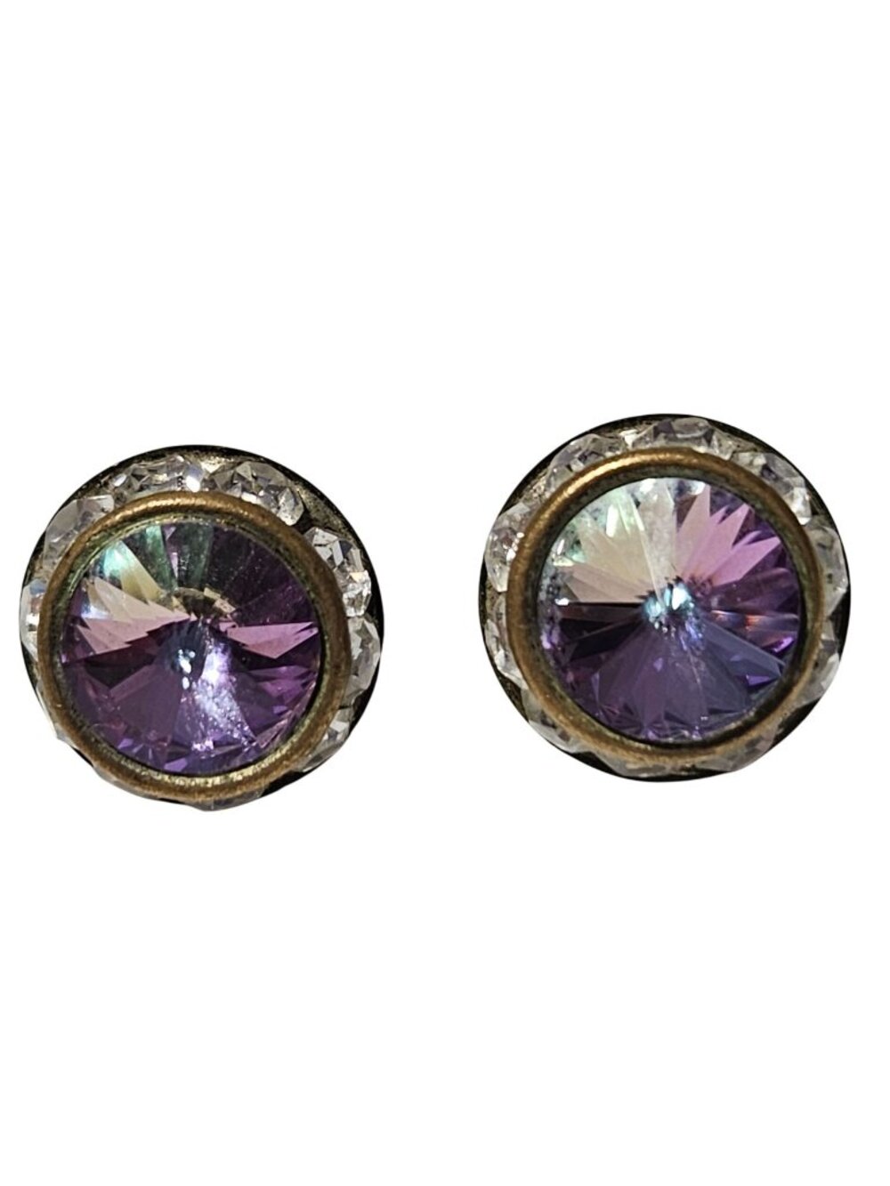 Vintage Crystal Stud Earrings Purple Stones Retro Classic Fashion Jewelry Women